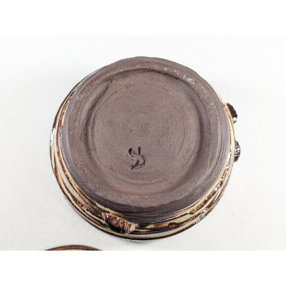 Handmade pottery lidded bowl with bugs, wheel thrown ceramic art storage jar in - Picture 10 of 10